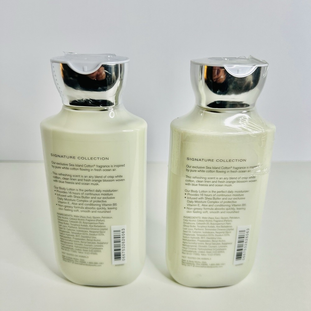 Bath & Body Works Sea Island Cotton Discontinued Body Lotion 8 oz 2 Pack Sealed - Picture 4 of 6
